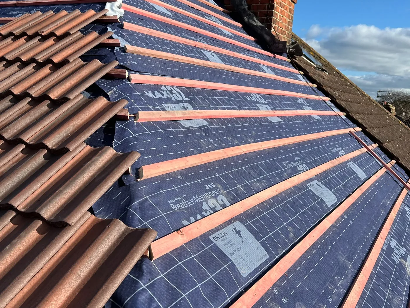 Pantile roof and chimney