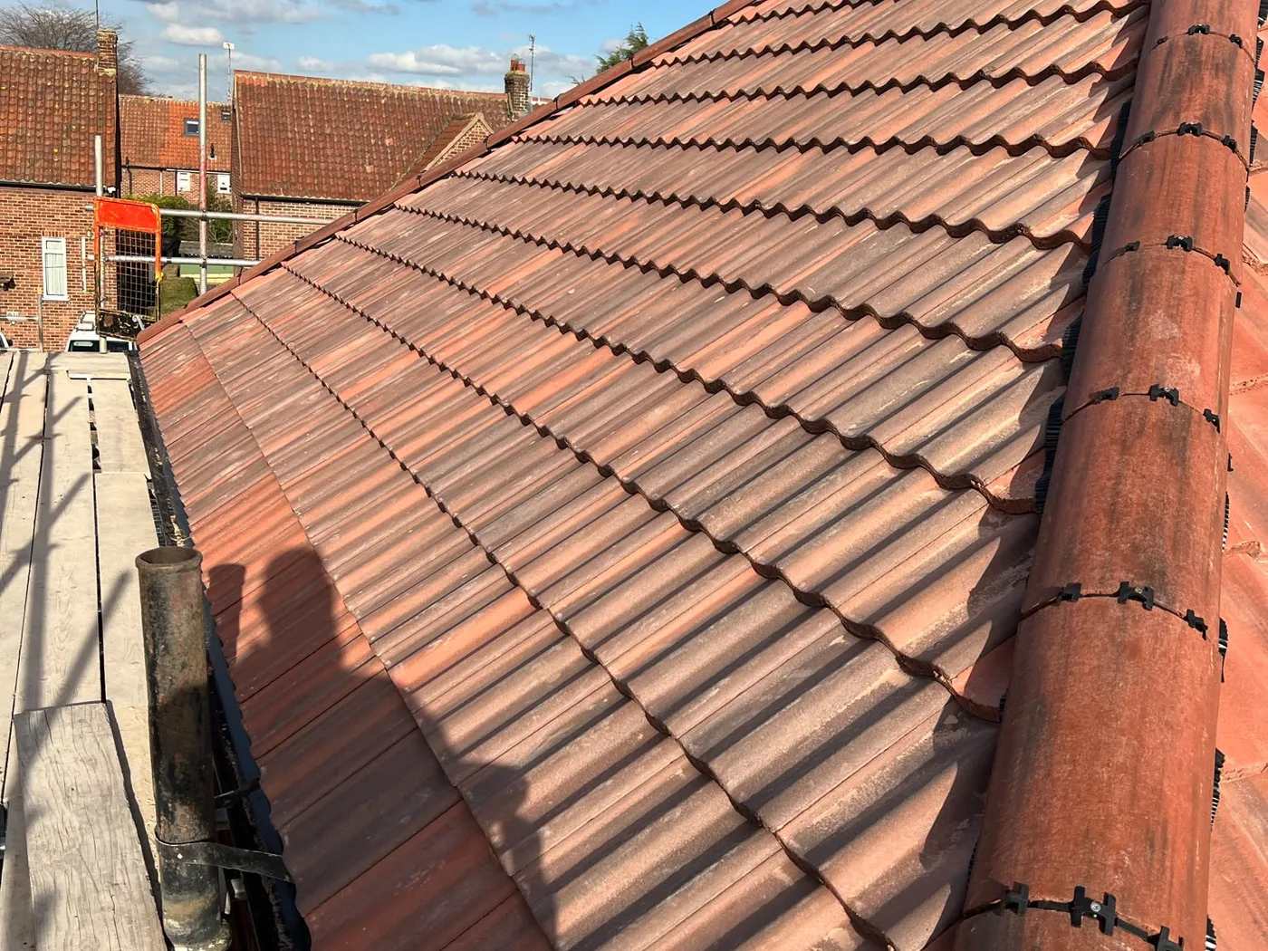 Pantile ridge and chimney stacks