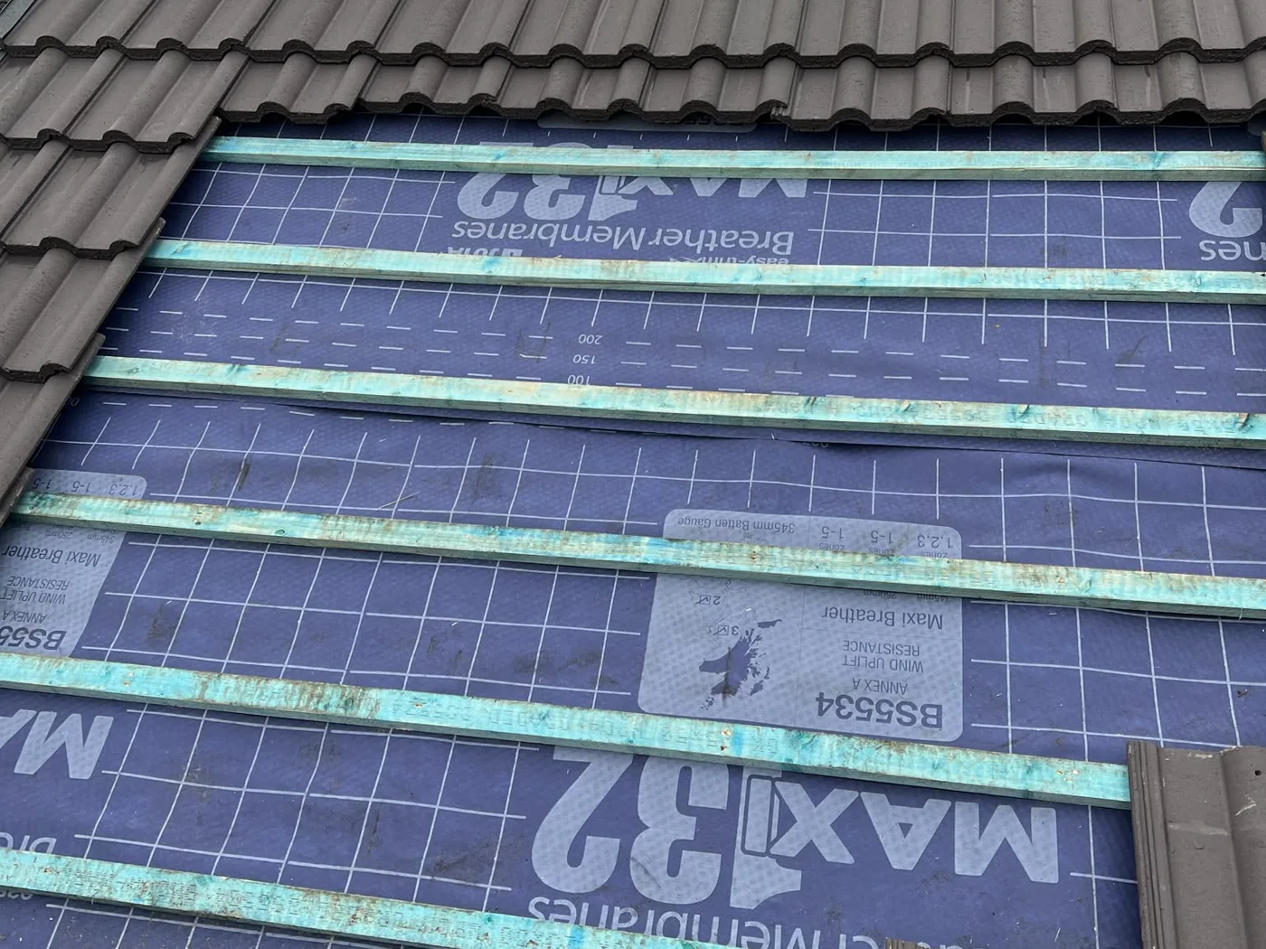 Tiled roof with velux